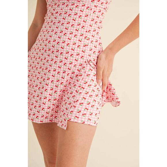 Cherry Gingham Print A-Line Mini Dress by Kimberly C - Picture 6 of 16